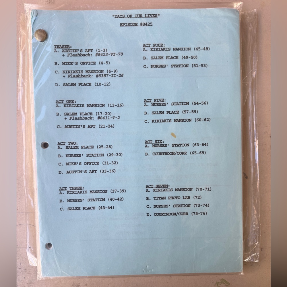 Blue Script Pages — 'Days of Our Lives' Episode Script #8425